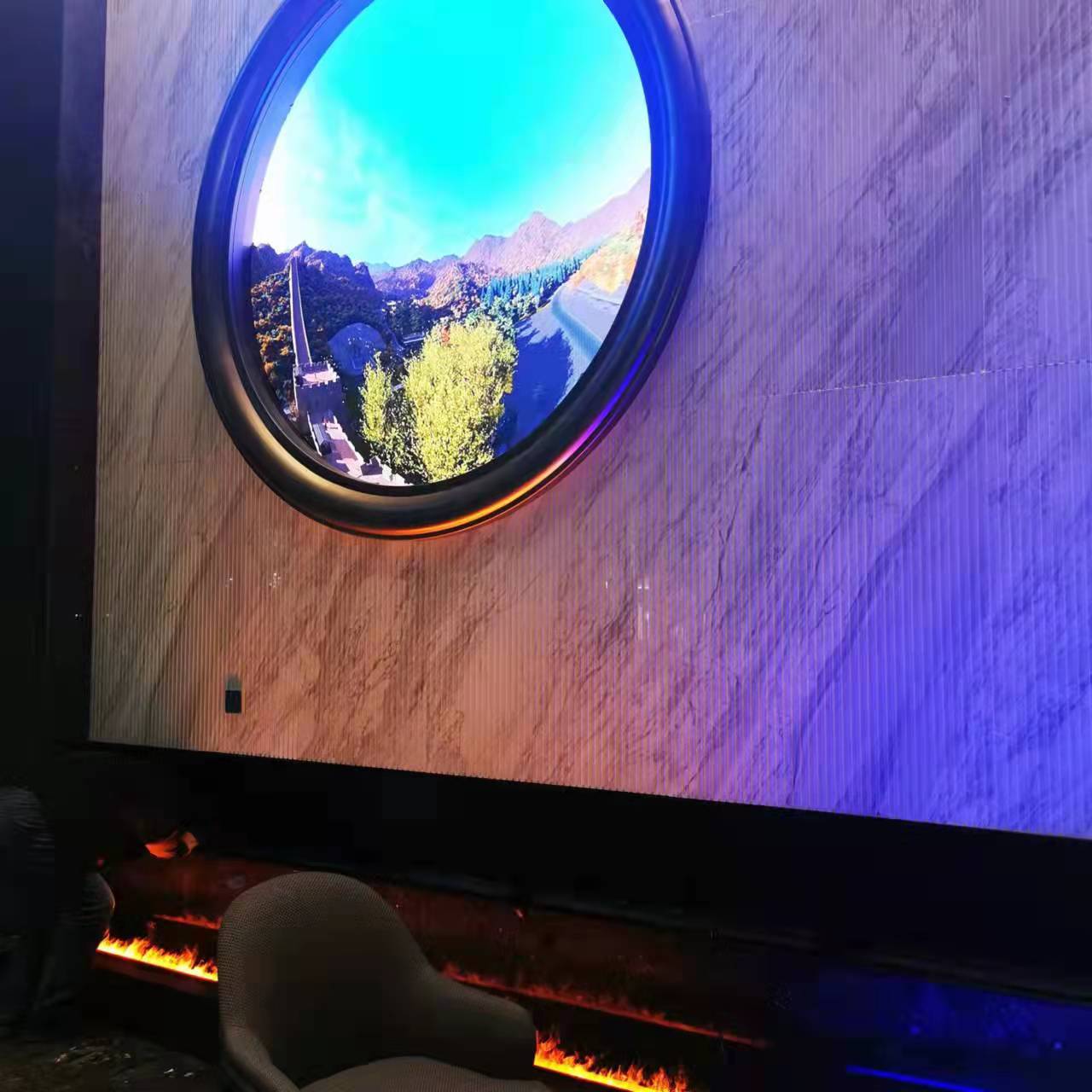 酒店大廳3D霧化壁爐